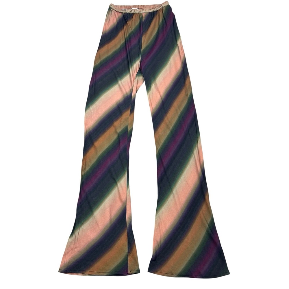 Dissh Wide Leg Pants Womens Size 2 Multicolor Stripe Flare Boho Festival‎